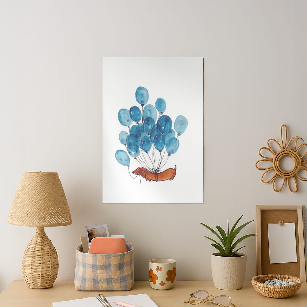Dachshund And Balloons Art Print