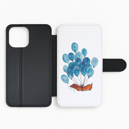 Dachshund And Balloons Flip Wallet Phone Case