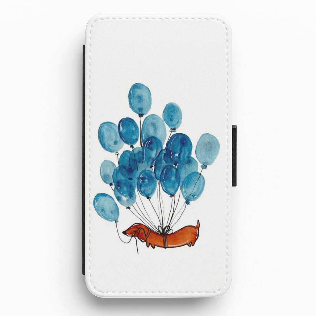 Dachshund And Balloons Flip Wallet Phone Case