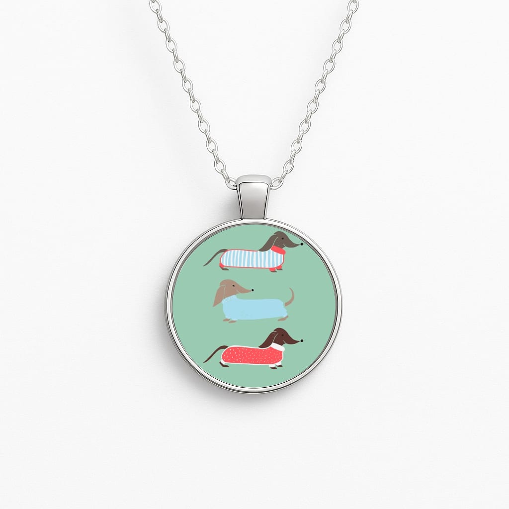 Sausage Dogs in Jumpers Circle Necklace