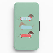 Sausage Dogs in Jumpers Flip Wallet Phone Case 1