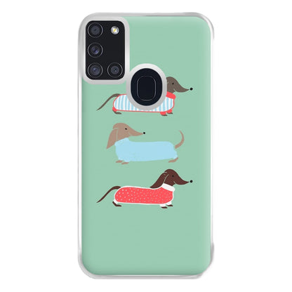 Sausage Dogs in Jumpers Phone Case for Galaxy A21s