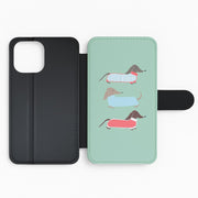 Sausage Dogs in Jumpers Flip Wallet Phone Case 2
