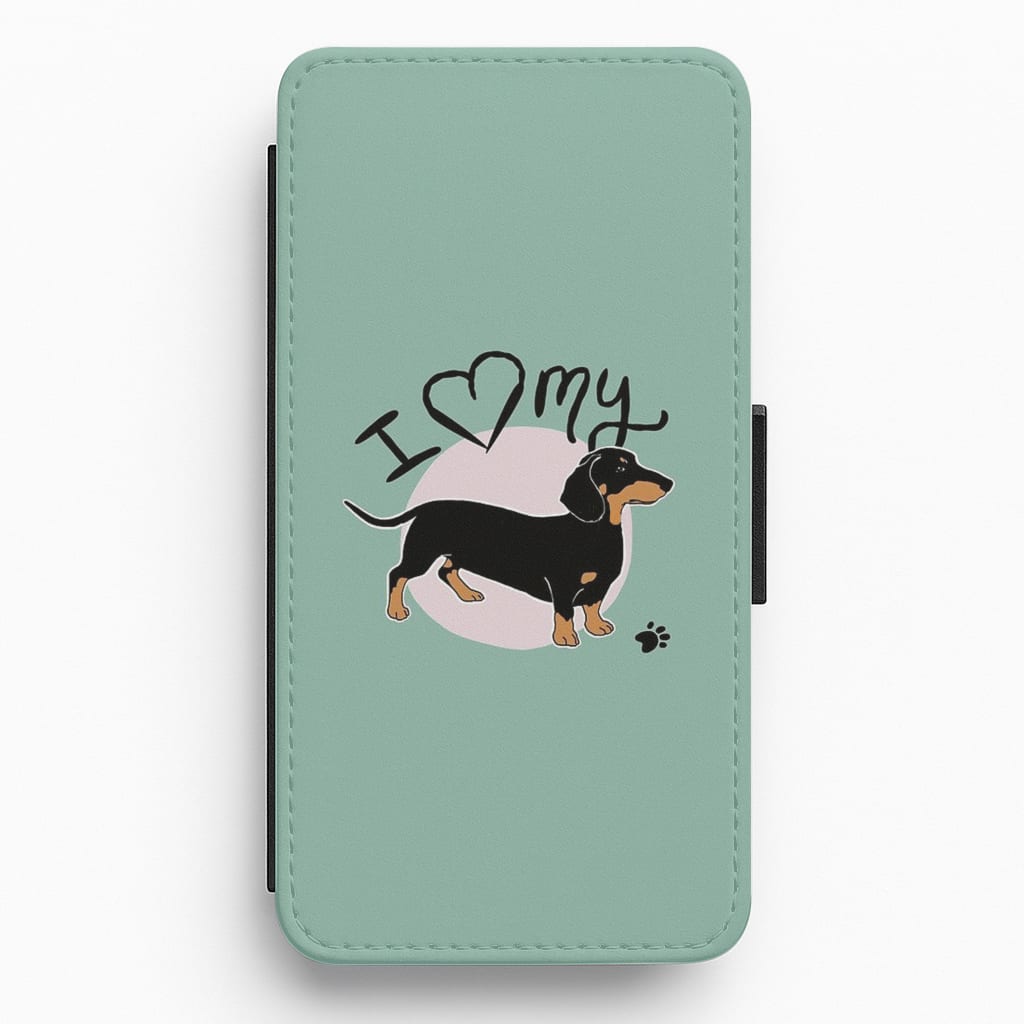 I Love My Dachshund Flip Wallet Phone Case
