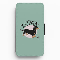 I Love My Dachshund Flip Wallet Phone Case
