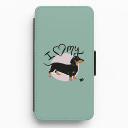 I Love My Dachshund Flip Wallet Phone Case