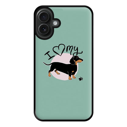 I Love My Dachshund Phone Case for iPhone 16 Plus