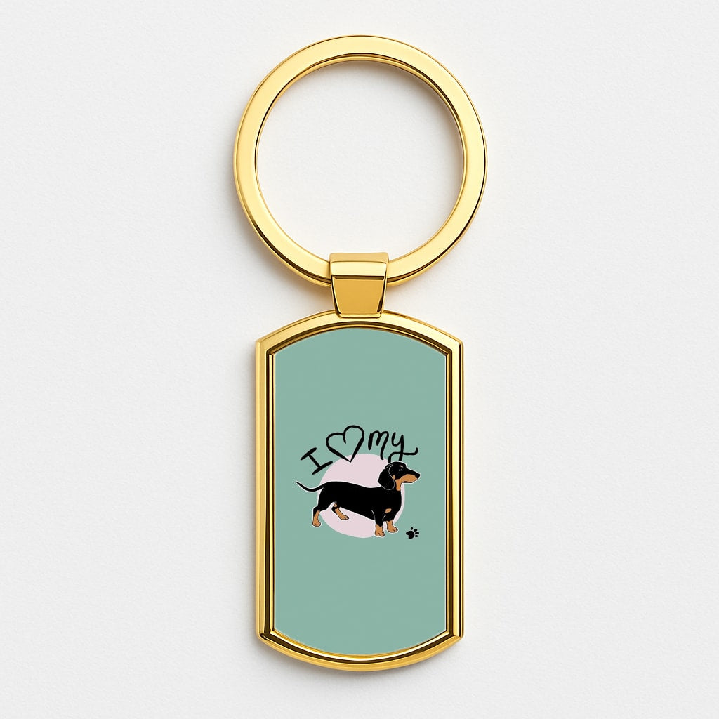 I Love My Dachshund Gold Keyring