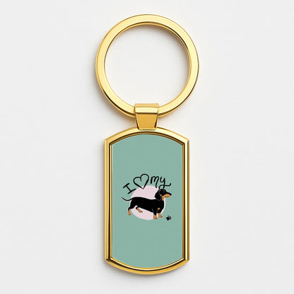 I Love My Dachshund Gold Keyring