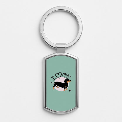 I Love My Dachshund Silver Keyring