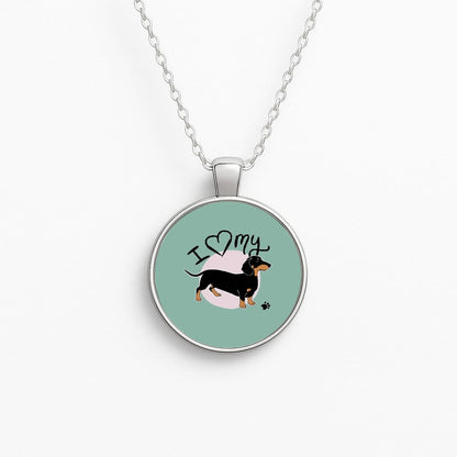 I Love My Dachshund Circle Necklace
