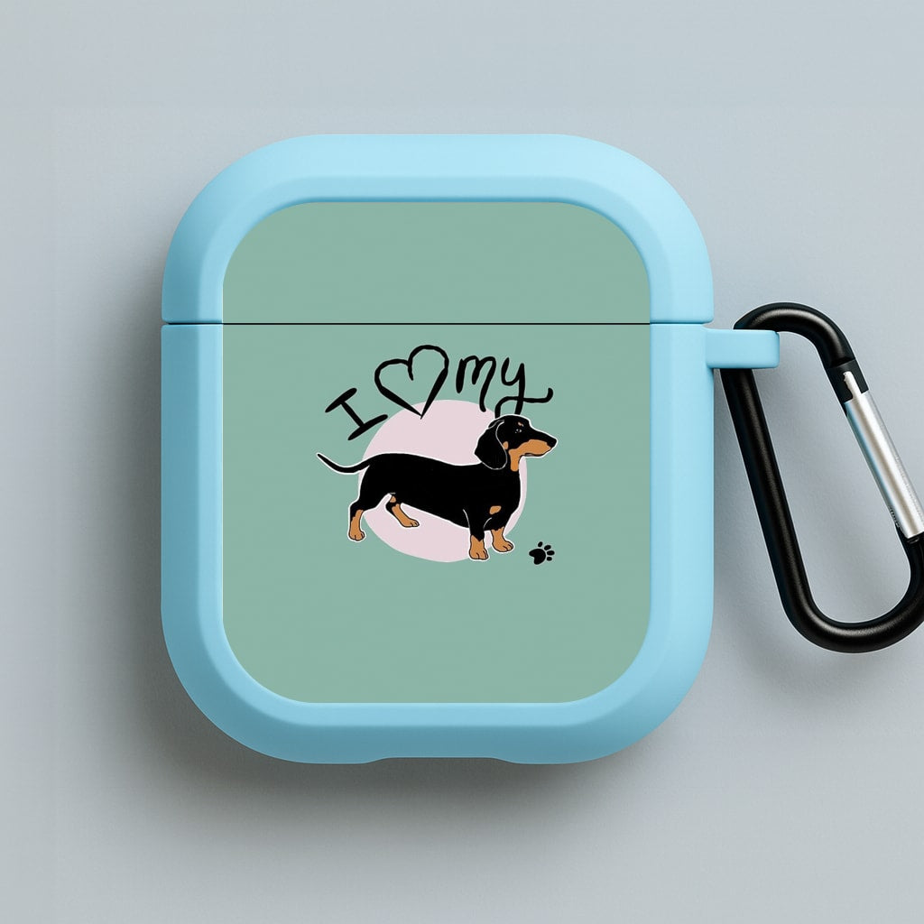 I Love My Dachshund Blue AirPods Case