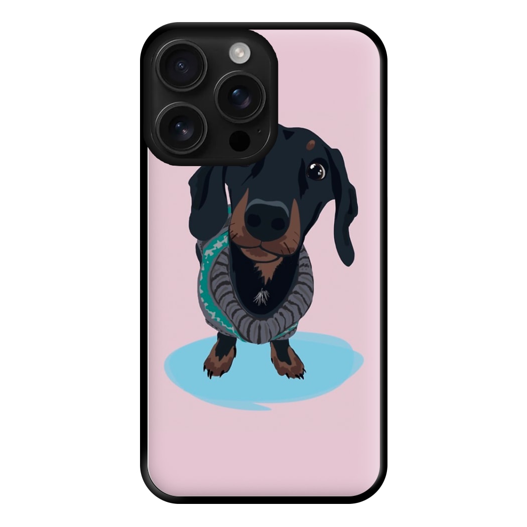 Cartoon Dachshund Phone Case for iPhone 16 Pro Max