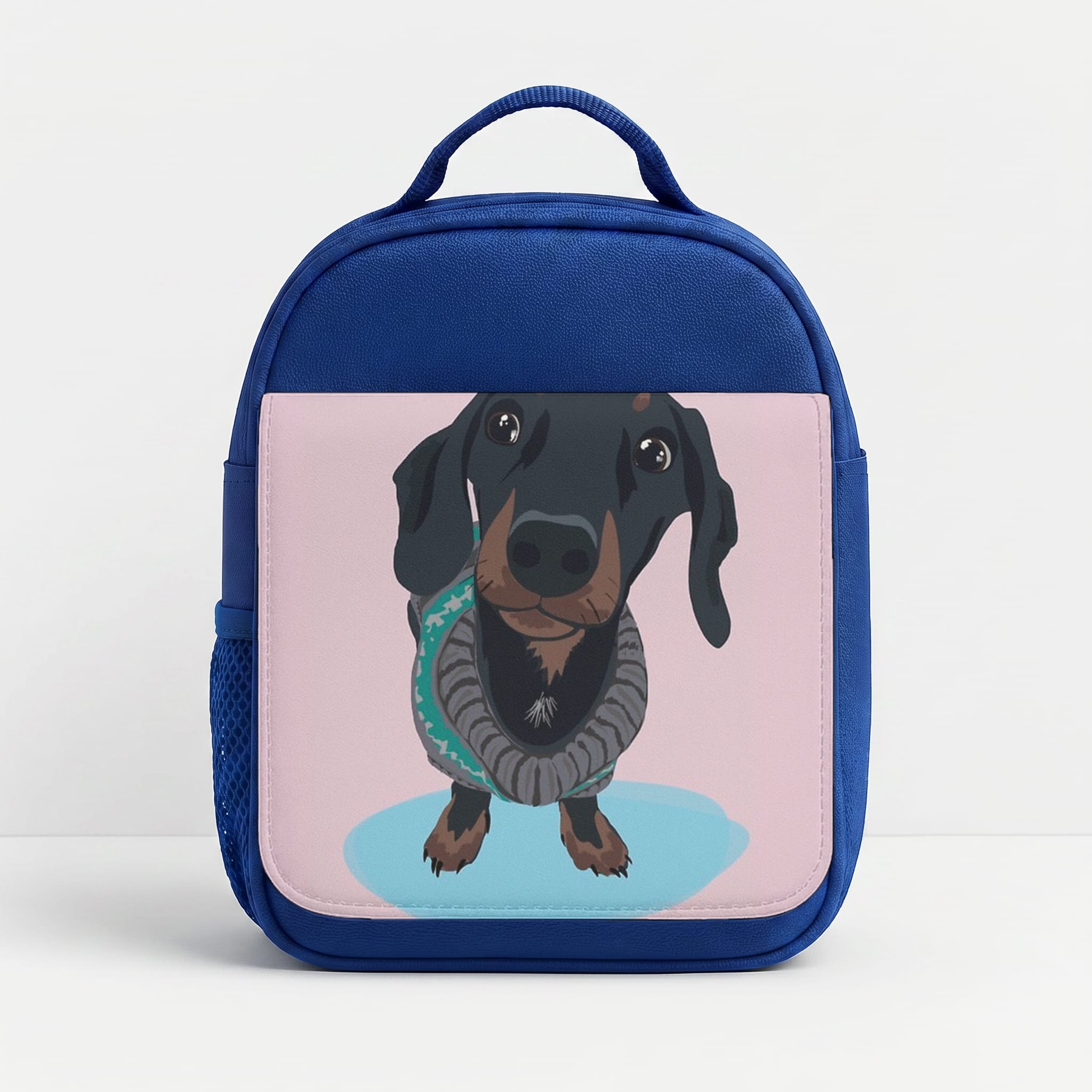 Cartoon Dachshund Lunchbox - Blue