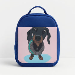 Cartoon Dachshund Lunchbox - Blue