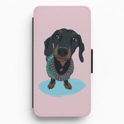 Cartoon Dachshund Flip Wallet Phone Case 1