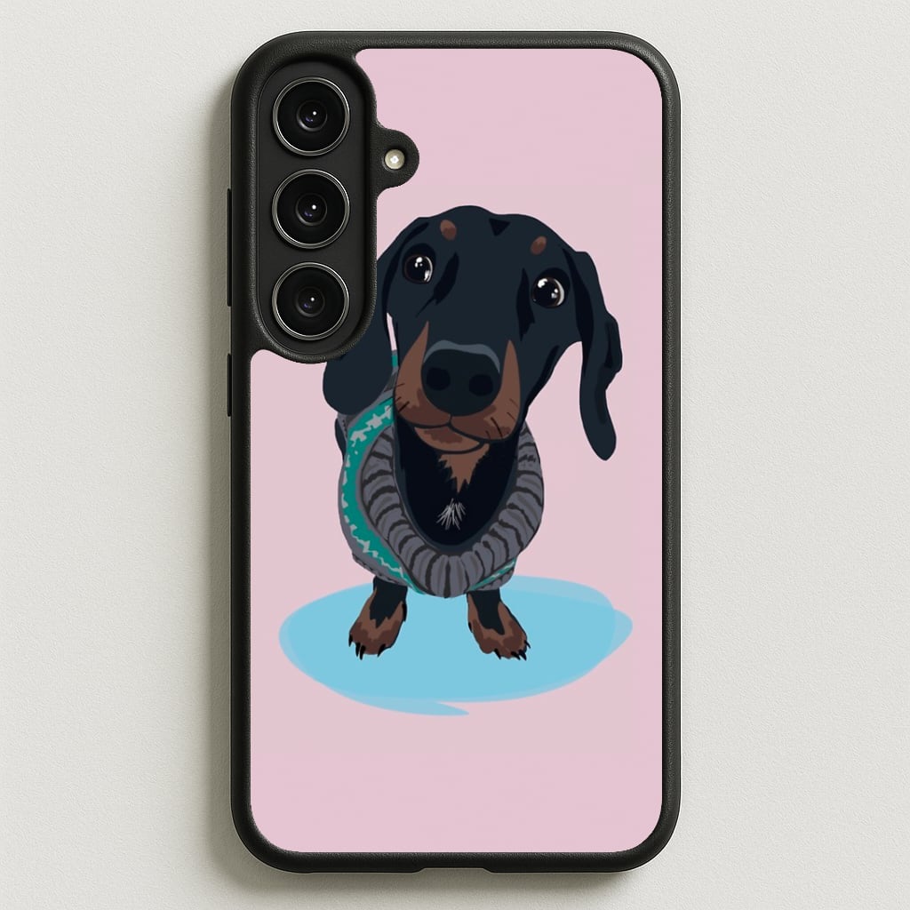 Cartoon Dachshund Phone Case for Galaxy S25FE