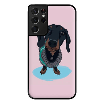 Cartoon Dachshund Phone Case for Galaxy S21 Ultra