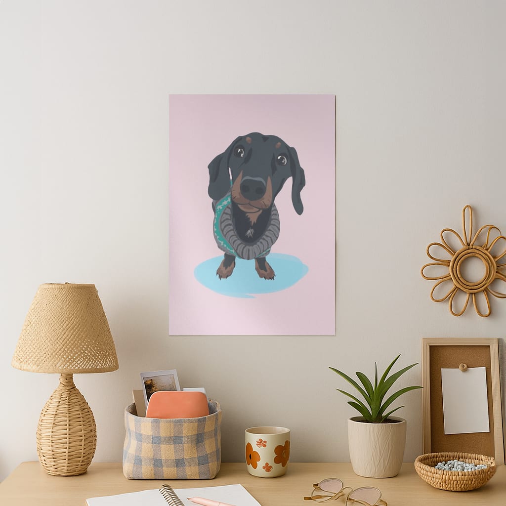 Cartoon Dachshund Art Print