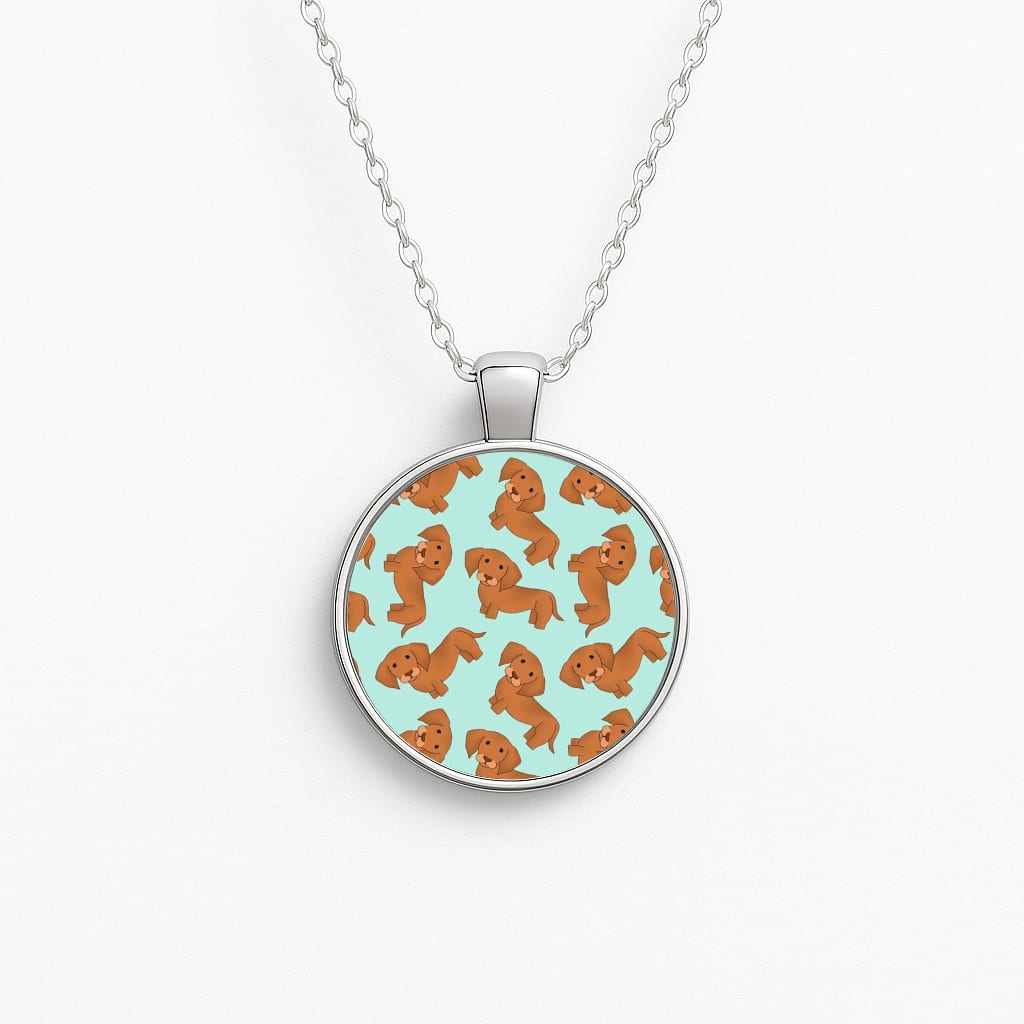 Sausage Dog Pattern Circle Necklace
