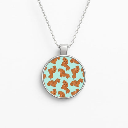 Sausage Dog Pattern Circle Necklace