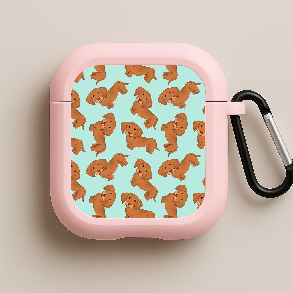Sausage Dog Pattern Pink AirPods Case
