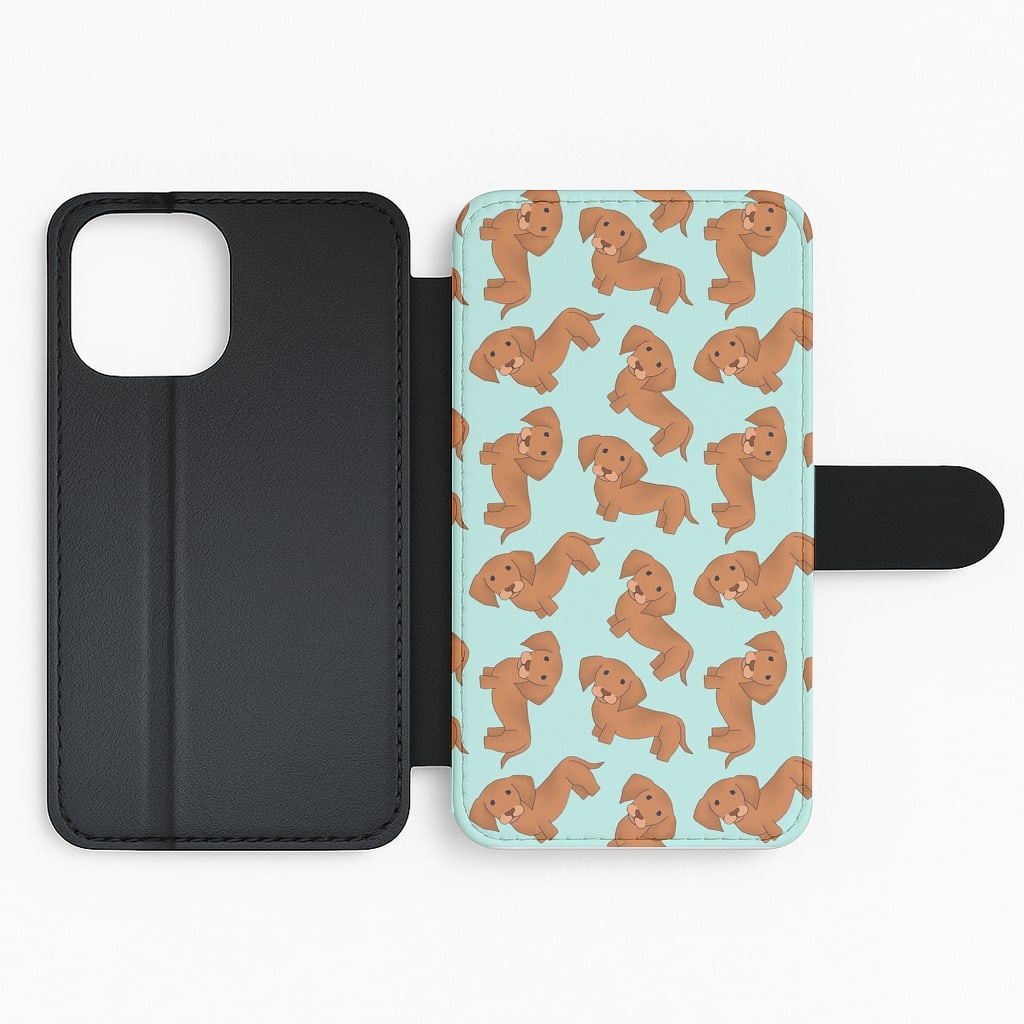 Sausage Dog Pattern Flip Wallet Phone Case