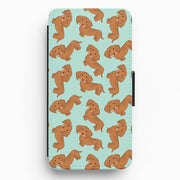 Sausage Dog Pattern Flip Wallet Phone Case 1