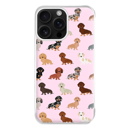 Dachshund Breed Pattern Phone Case for iPhone 16 Pro Max