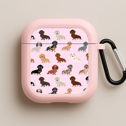 Dachshund Breed Pattern Pink AirPods Case