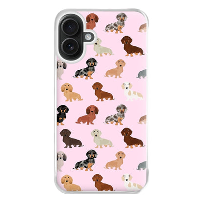 Dachshund Breed Pattern Phone Case for iPhone 16 Plus