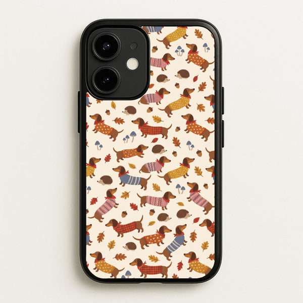 Autumn Sweater Dachshunds Phone Case - iPhone 12 / 12 Pro / Standard