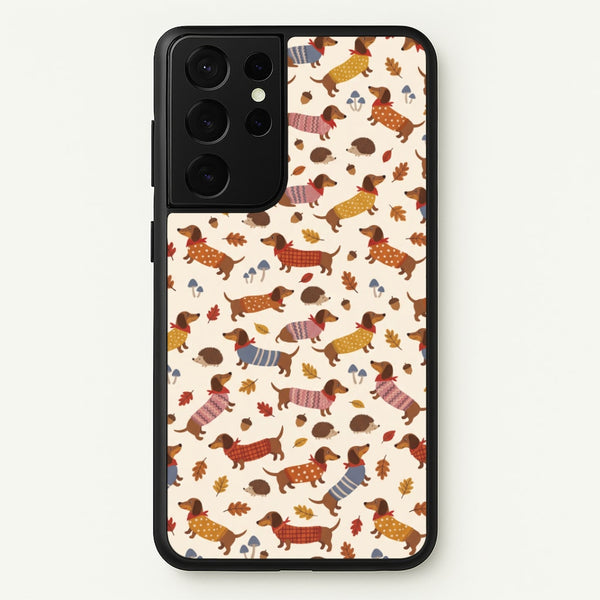 Autumn Sweater Dachshunds Phone Case - Galaxy S21 Ultra / Standard