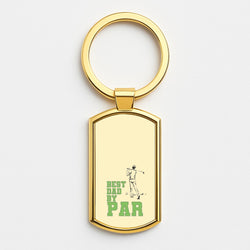Best Dad By Par - Fathers Day Gold Keyring