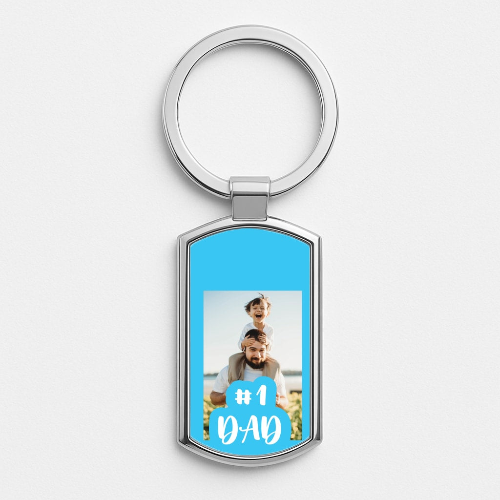 Hashtag 1 Dad - Personalised Father's Day Silver Keyring