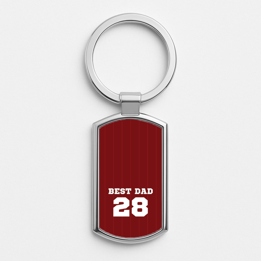 Best Dad Football Stripes Personalised Luxury Keyring