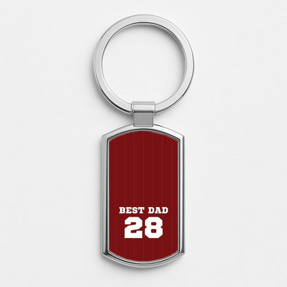 Best Dad Football Stripes Personalised Silver Keyring
