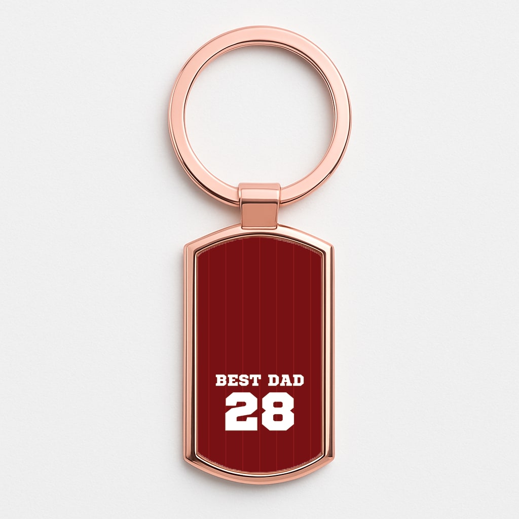 Best Dad Football Stripes Personalised Rose Gold Keyring