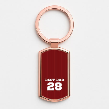 Best Dad Football Stripes Personalised Rose Gold Keyring