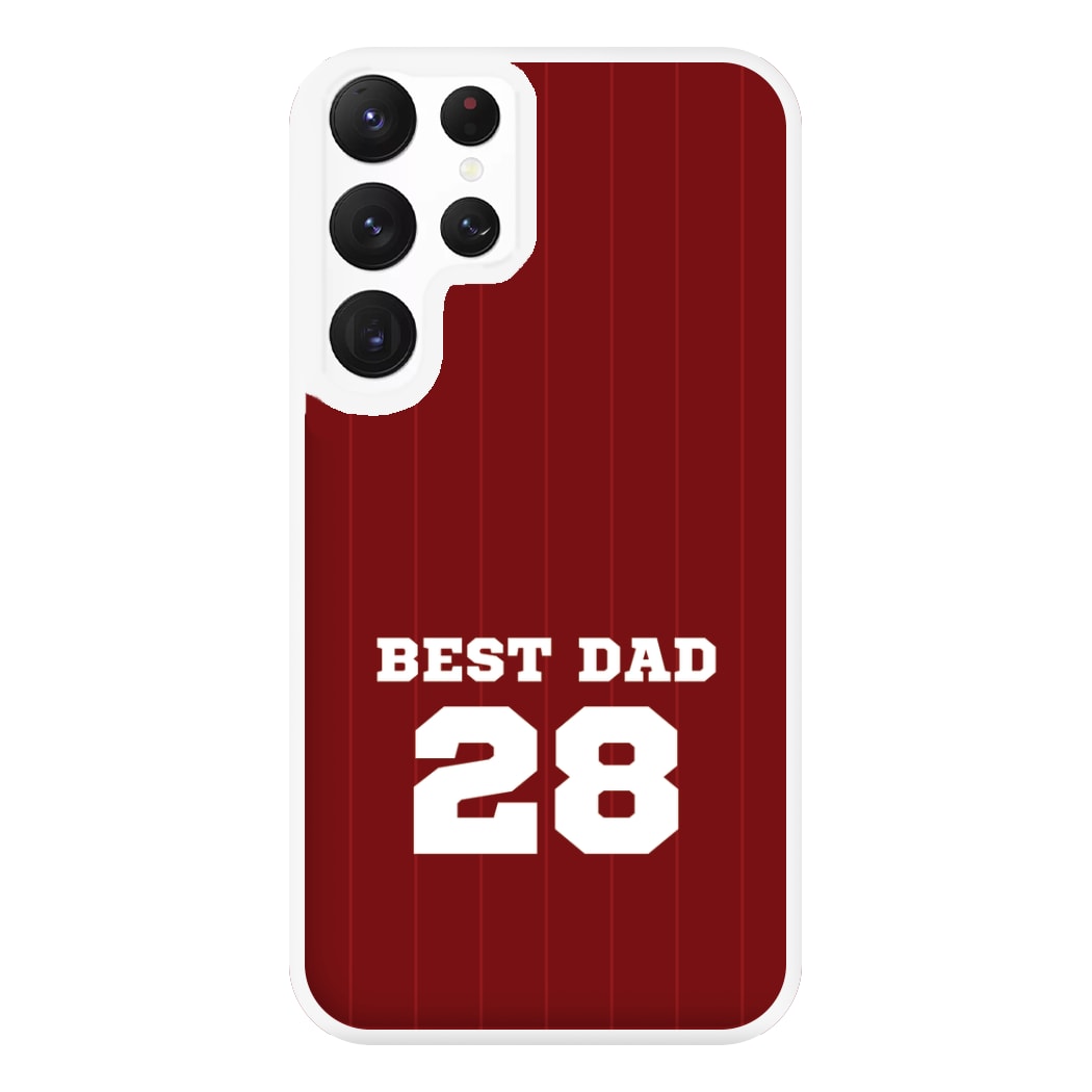 Best Dad Football Stripes Personalised Phone Case for Galaxy S22 Ultra