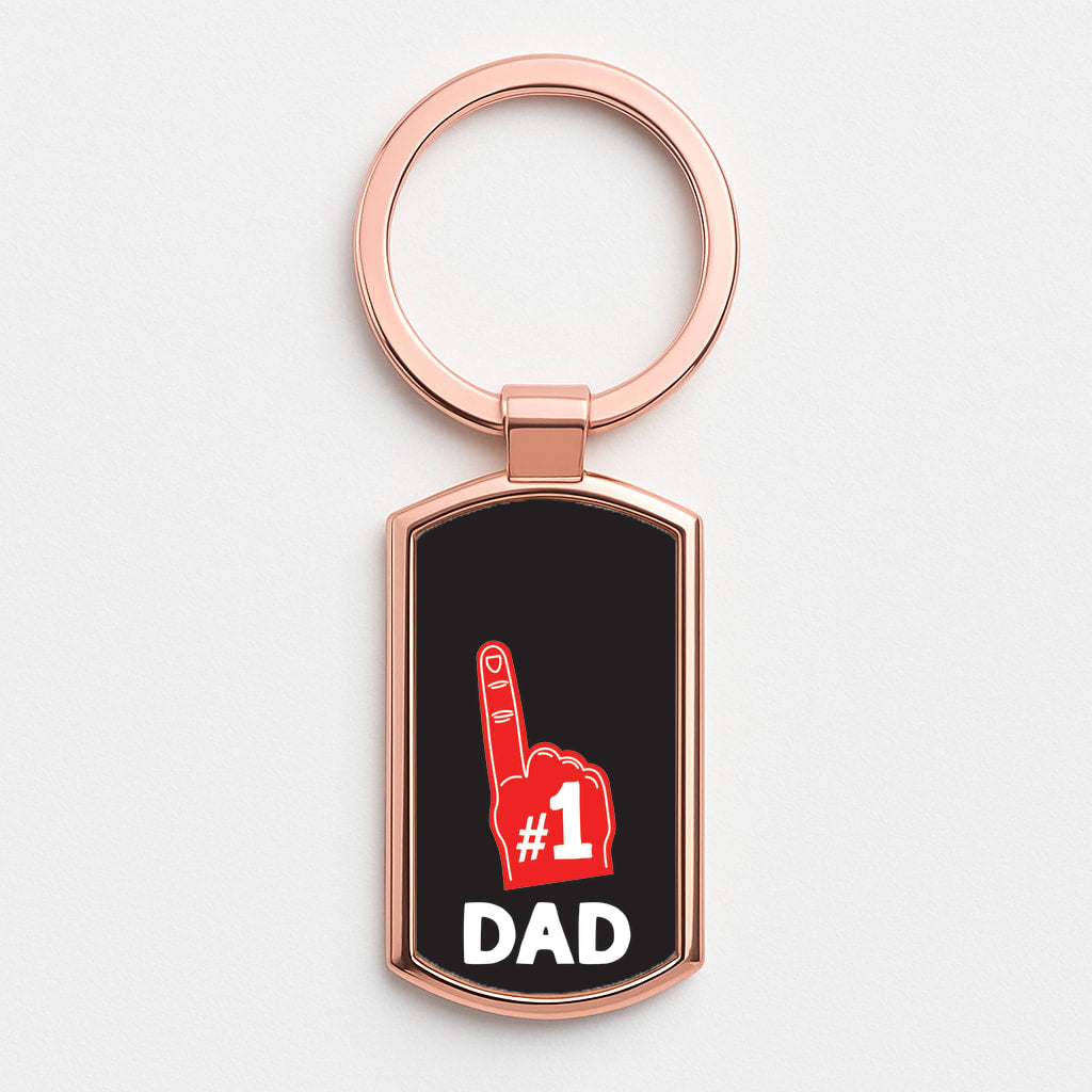 #1 Dad Foam Finger Rose Gold Keyring