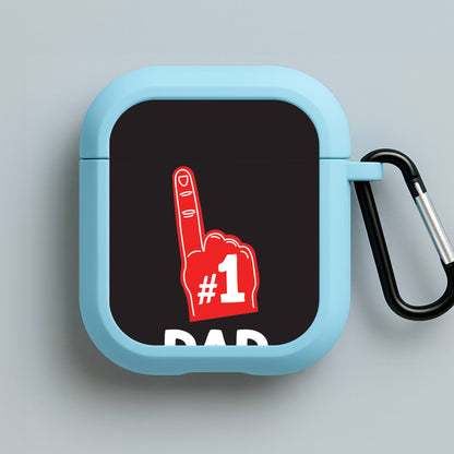 #1 Dad Foam Finger Blue AirPods Case