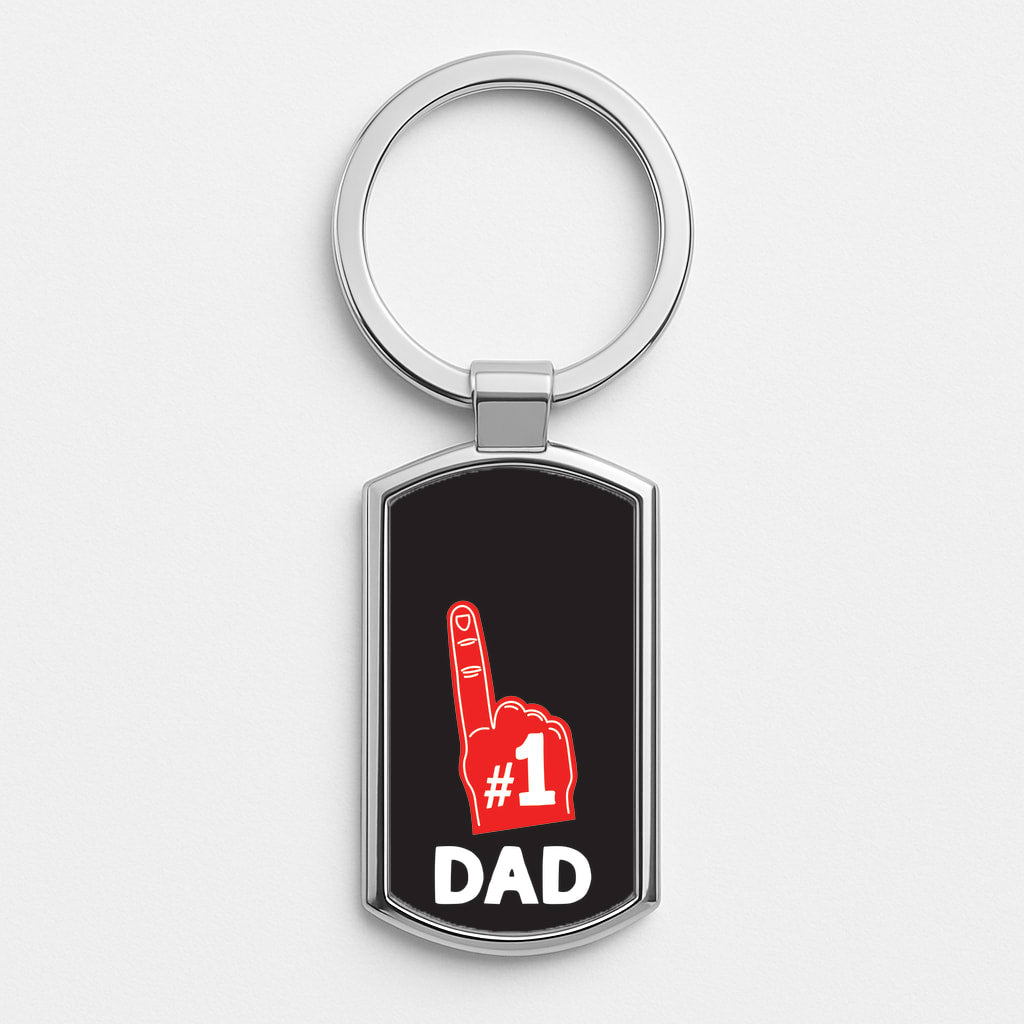 #1 Dad Foam Finger Silver Keyring