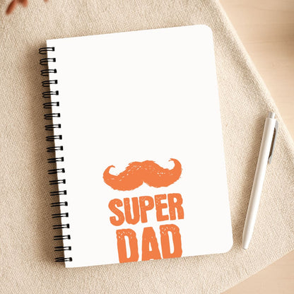 Moustache Super Dad Orange Notepad