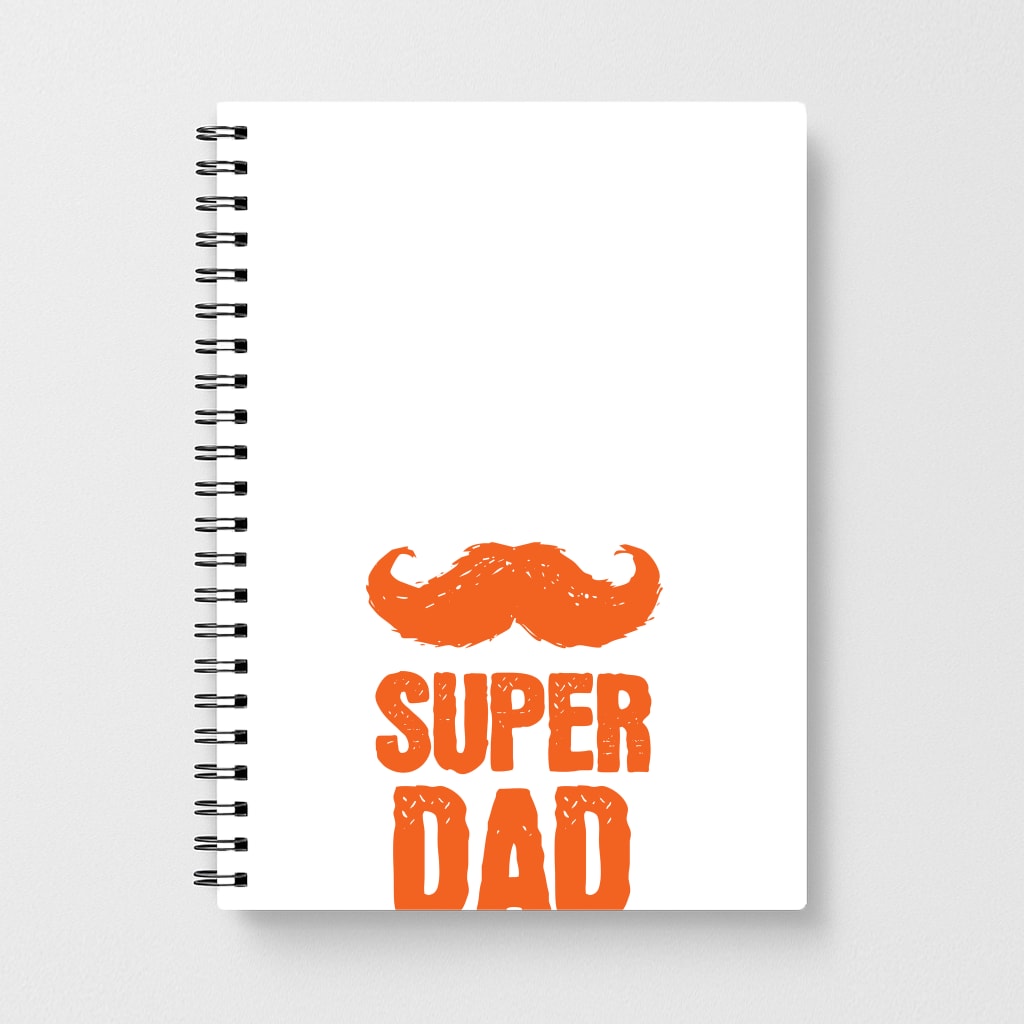 Moustache Super Dad Orange Notebook