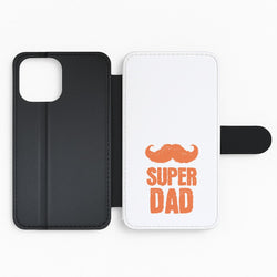 Moustache Super Dad Orange Flip Phone Case
