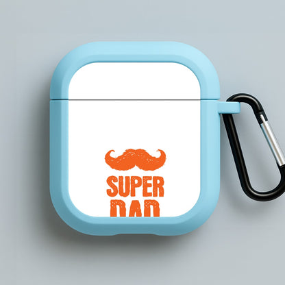 Moustache Super Dad Orange Blue AirPods Case