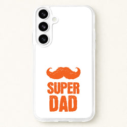 Moustache Super Dad Orange Phone Case for Galaxy S26