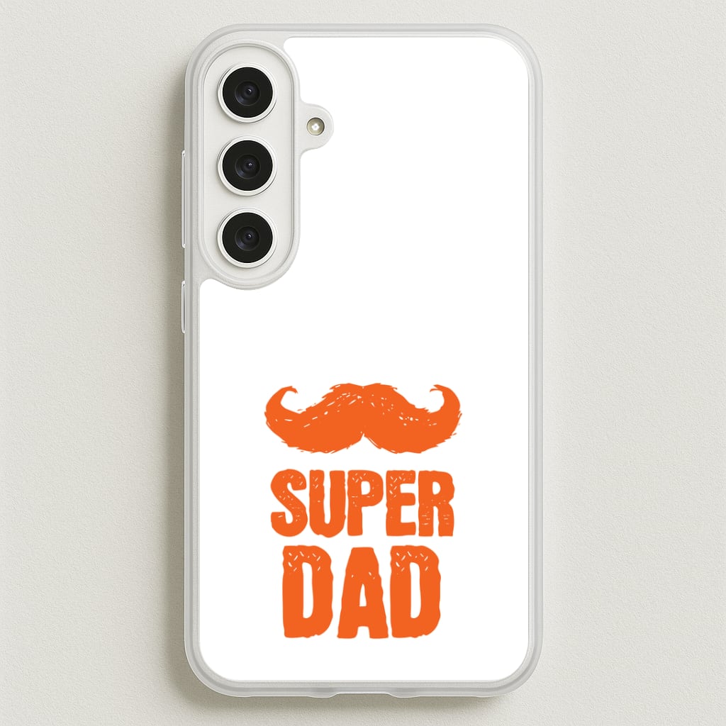 Moustache Super Dad Orange Phone Case for Galaxy S25FE