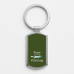 Gone Fishing  Silver Keyring